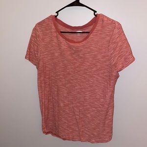 Old Navy coral and white striped t-shirt